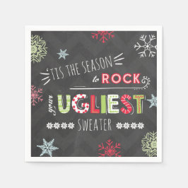 Ugly Sweater Party Servet Het seizoen Krijtbord