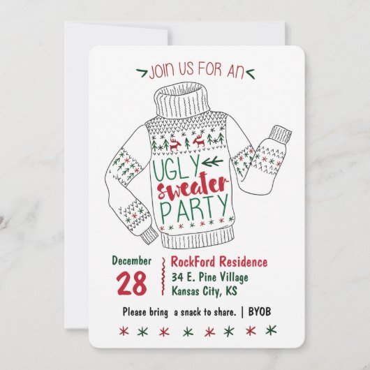 Ugly Sweater Party Uitnodigen Kaart (Voorkant)