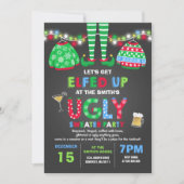 Ugly Sweater Party Uitnodiging Kerstmis Elfed Up (Voorkant)