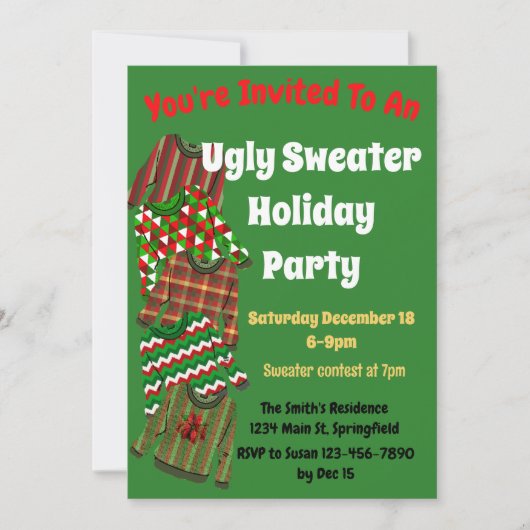 Ugly Sweater Party Uitnodiging met wedstrijd (Voorkant)