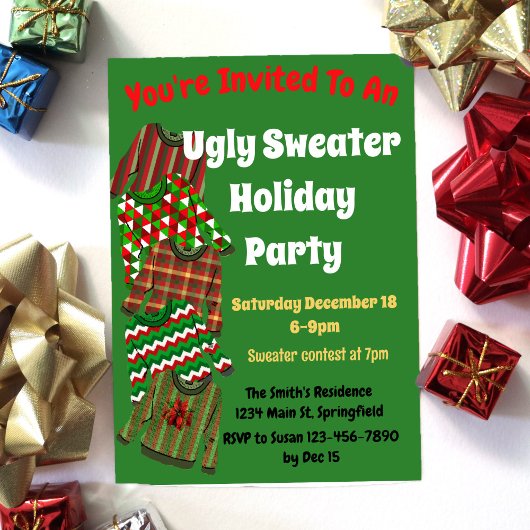 Ugly Sweater Party Uitnodiging met wedstrijd