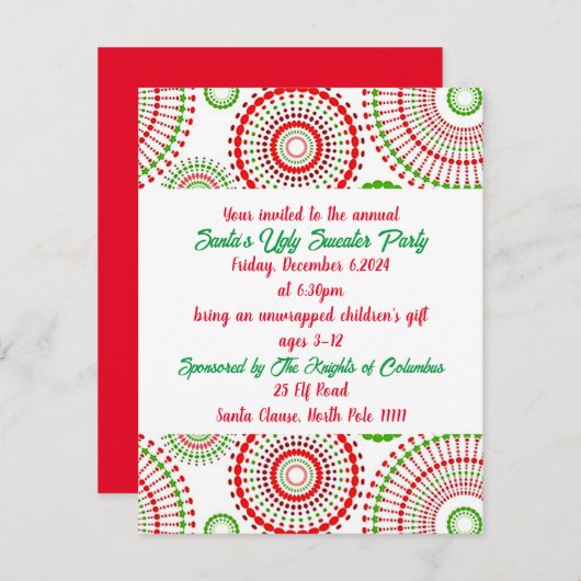 Ugly Sweater Party Vakantie Uitnodiging (Voorkant / Achterkant)