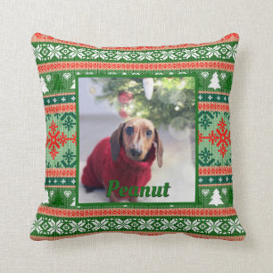Ugly Sweater Pet Photo met Kerstmis Knit Kussen
