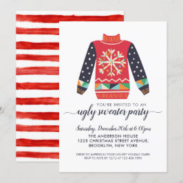 Ugly Sweater Red Snowflake Kerstfeest Kaart
