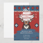Ugly Sweater Reindeer Christmas Party Invitation Kaart (Voorkant / Achterkant)