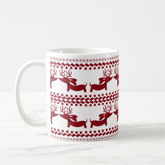 Ugly Sweater Reindeer Dachshund Tea Coffee Mok (Links)