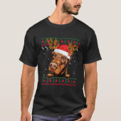 Ugly Sweater Reindeer Santa Kerstmis Doberman Dog T-shirt (Voorkant)