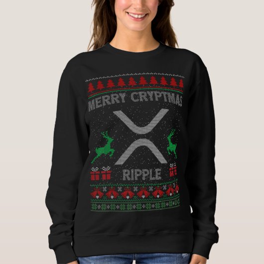 Ugly Sweater Ripple Xrp Coin Merry Cryptmas Christ (Voorkant)