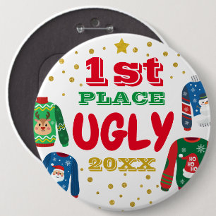 Ugly Sweater Round Button, Colossal, 6 inch Ronde Button 6,0 Cm