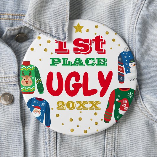 Ugly Sweater Round Button, Colossal, 6 inch Ronde Button 6,0 Cm (In situ)