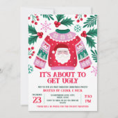 Ugly Sweater Santa Kostuum Party Groen en Rood Kaart (Voorkant)