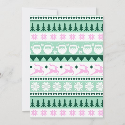 Ugly Sweater Santa Kostuum Party Groen en Rood Kaart (Achterkant)