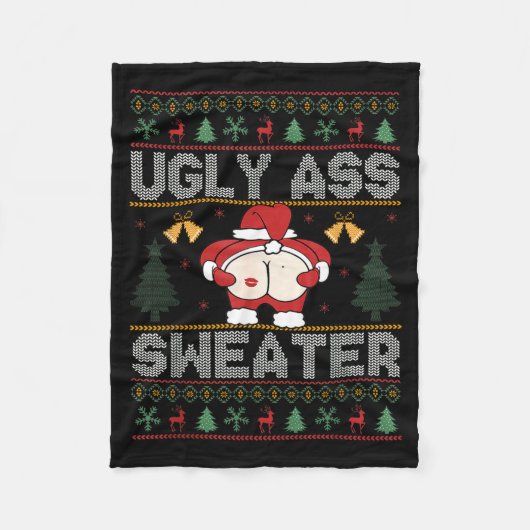 Ugly Sweater Santa Merry Christmas Funny Pajamas X Fleece Deken (Voorkant)