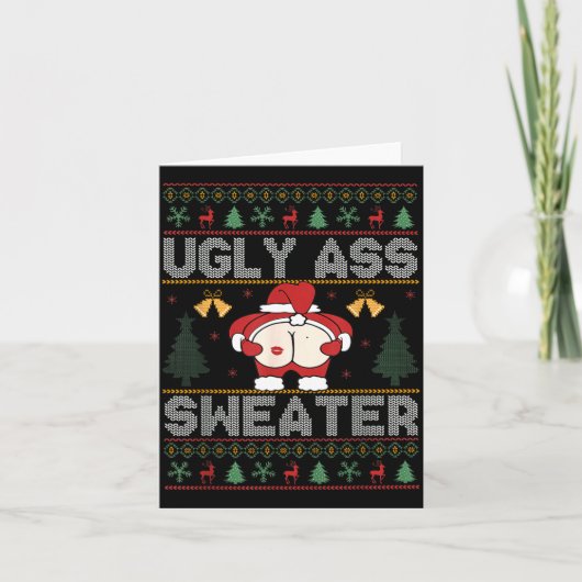 Ugly Sweater Santa Merry Christmas Funny Pajamas X Kaart (Voorkant)
