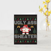 Ugly Sweater Santa Merry Christmas Funny Pajamas X Kaart (Gele Bloem)