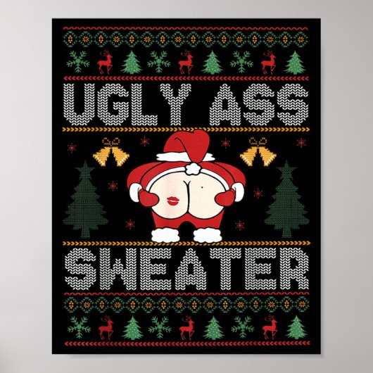 Ugly Sweater Santa Merry Christmas Funny Pajamas X Poster (Voorkant)