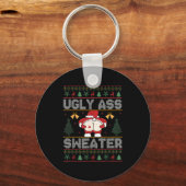 Ugly Sweater Santa Merry Christmas Funny Pajamas X Sleutelhanger (Voorkant)