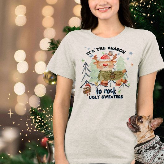 Ugly Sweater Schattige Deer Tri-Blend Shirt