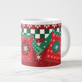 Ugly Sweater Snowflake Pattern Red Green Grote Koffiekop (Voorkant rechts)