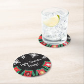 Ugly Sweater Snowflakes Ronde Kartonnen Onderzetter (Insitu)