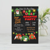 Ugly Sweater String Lights - kerstuitnodiging Kaart (Staand voorkant)