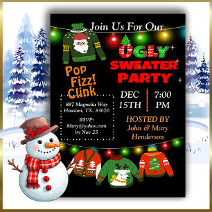 Ugly Sweater String Lights - kerstuitnodiging Kaart