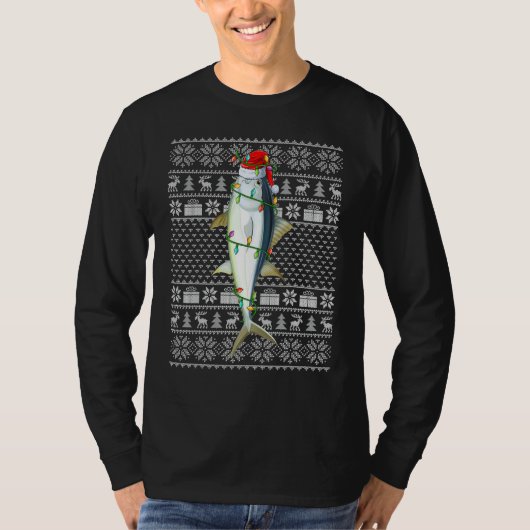 Ugly Sweater Style Xmas Lights Bluefin Tuna Fish C T-shirt (Voorkant)