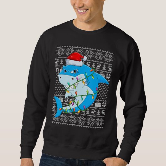 Ugly Sweater Style Xmas Lights Great White Shark C (Voorkant)