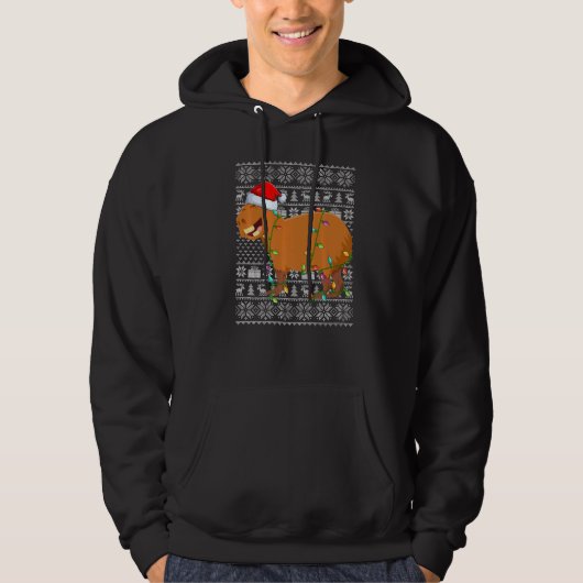 Ugly Sweater Style Xmas Lights Santa Capybara Chri (Voorkant)