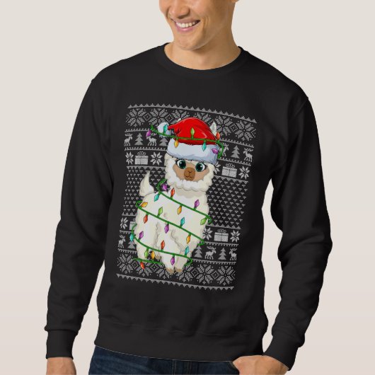 Ugly Sweater Style Xmas Lights Santa Llama Christm (Voorkant)