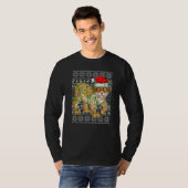 Ugly Sweater Style Xmas Lights Santa Lynx Christma T-shirt (Voorkant volledig)