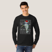 Ugly Sweater Style Xmas Lights Santa Narwhal Chris T-shirt (Voorkant volledig)