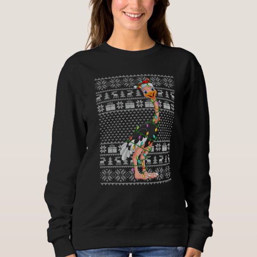 Ugly Sweater Style Xmas Lights Santa Ostrich Bird (Voorkant)