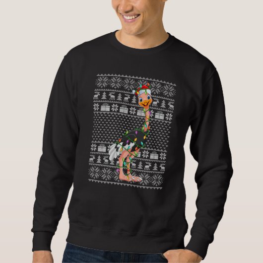 Ugly Sweater Style Xmas Lights Santa Ostrich Bird (Voorkant)
