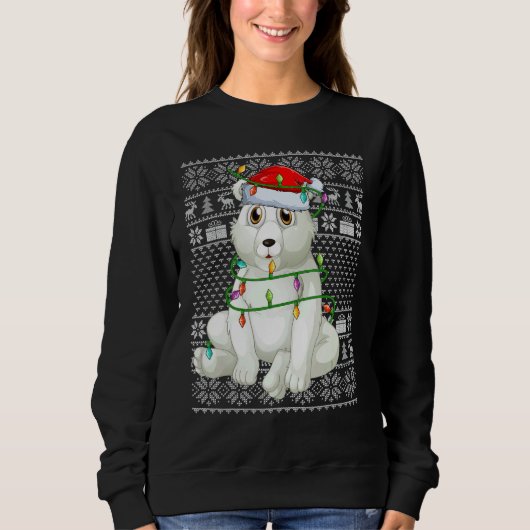 Ugly Sweater Style Xmas Lights Santa Polar Bear Ch (Voorkant)