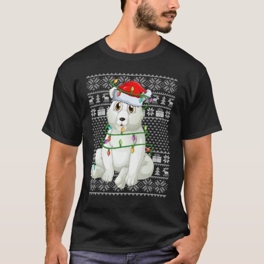 Ugly Sweater Style Xmas Lights Santa Polar Bear Ch T-shirt (Voorkant)