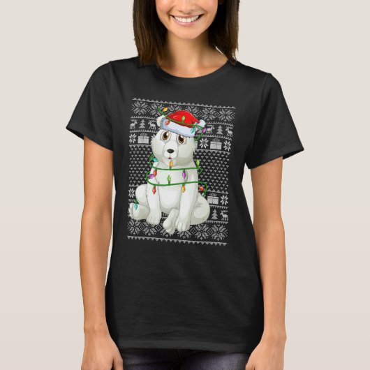 Ugly Sweater Style Xmas Lights Santa Polar Bear Ch T-shirt (Voorkant)