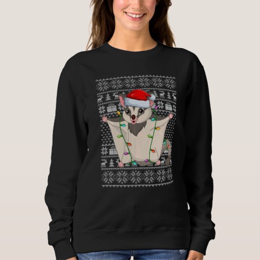 Ugly Sweater Style Xmas Lights Santa Sugar Glider (Voorkant)