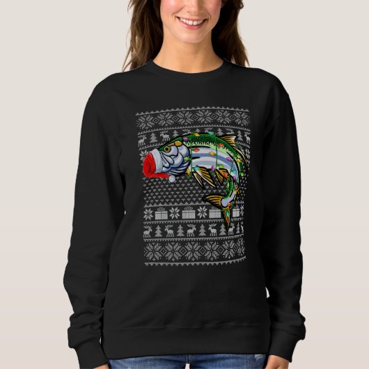 Ugly Sweater Style Xmas Lights Santa Tarpon Fish C (Voorkant)