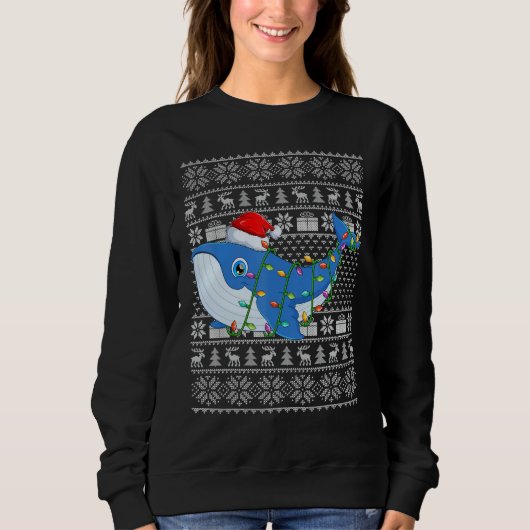 Ugly Sweater Style Xmas Lights Santa Whale Christm (Voorkant)