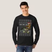 Ugly Sweater Style Xmas Lights Santa Wren Bird Chr T-shirt (Voorkant volledig)