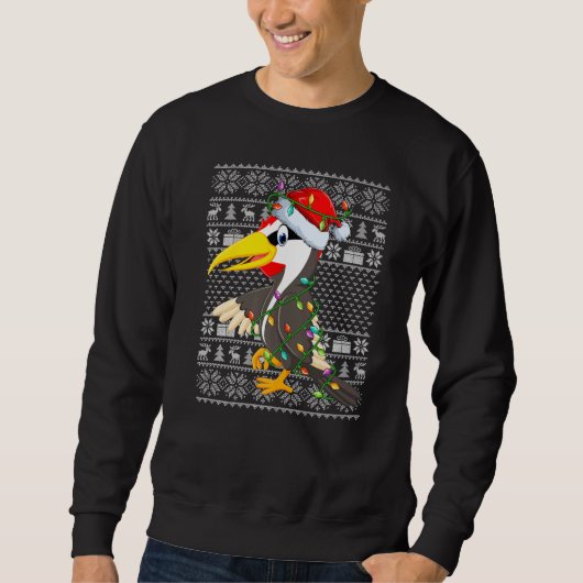 Ugly Sweater Style Xmas Lights Woodpecker Bird Chr (Voorkant)