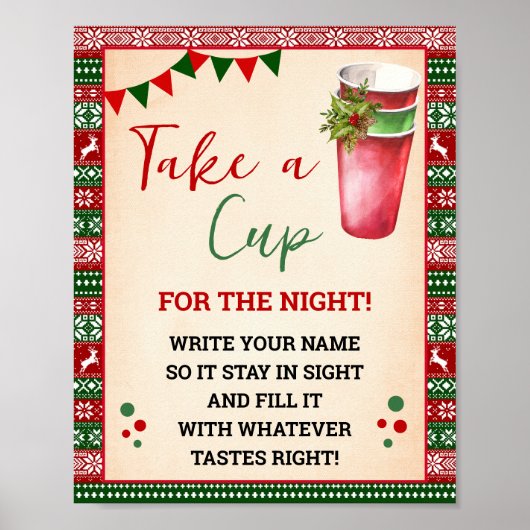 Ugly Sweater Take a Cup for the Night Sign Poster (Voorkant)