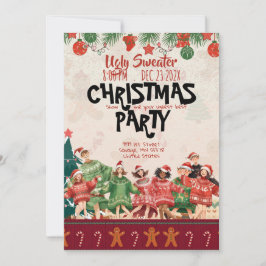 Ugly Sweater Teen Christmas Party Invitation Kaart