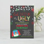 Ugly Sweater Verjaardag Uitnodiging / Kerstfeest (Staand voorkant)