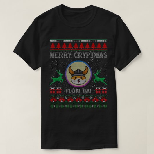 Ugly Sweater verry cryptmas floki Inu Crypto Coin T-shirt (Design voorkant)