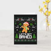 Ugly Sweater Weed Christmas Kaart (Gele Bloem)
