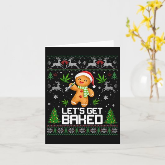 Ugly Sweater Weed Christmas Kaart (Gele Bloem)