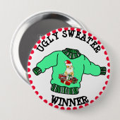 Ugly Sweater Winnaar Kerstwedstrijd Ronde Button 4,0 Cm (Voorkant /achterkant)