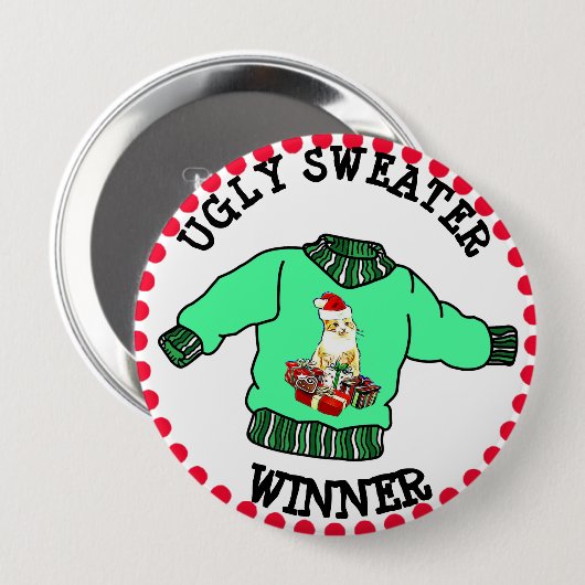 Ugly Sweater Winnaar Kerstwedstrijd Ronde Button 4,0 Cm (Voorkant /achterkant)